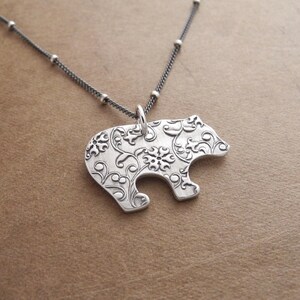 Bear Necklace, Flowering Vine Grizzly, Fine and Sterling Silver, Made To Order image 2