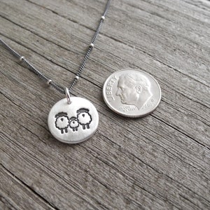 Tiny Sheep Family Necklace, Ewe, Lamb, Ram Jewelry, New Family Necklace, Fine Silver, Sterling Silver Chain, Made To Order image 2