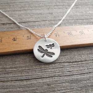 Mother and Baby Dragonfly Necklace, New Mom Necklace, Mother and Child, Fine Silver, Sterling Silver Chain, Made To Order Bild 6