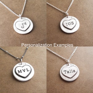 Personalized Mother and Two Baby Birds Necklace, Two Kids Children, Engraved Heart, Fine Silver, Sterling Silver Chain, Made To Order image 2
