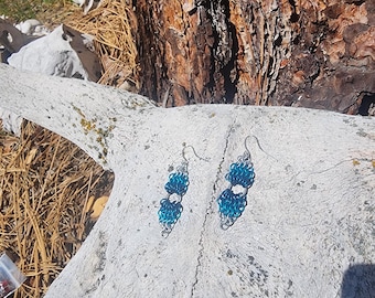 Water Elemental Chainmail Dangle Earrings
