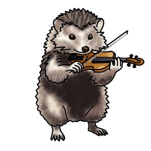 Adesivo de músico ouriço - violinista