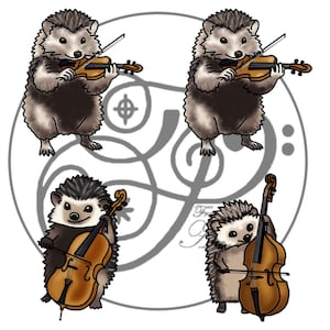 Strings - Hedgehog Musician Sticker (Violin, Viola, Cello, Bass)