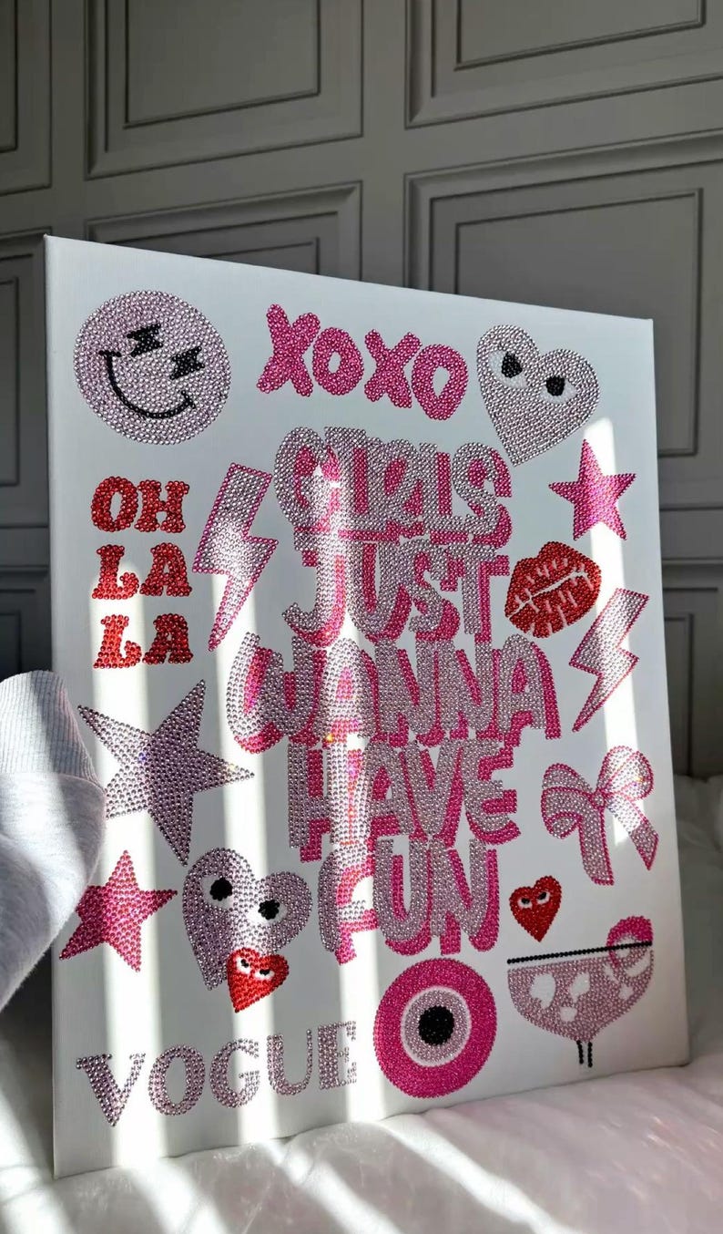 Personalised Rhinestone Bedazzled Canvas Art - Etsy