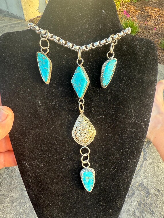 Handmade Turquoise Lariat Necklace