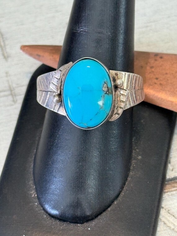 Native American Made Turquoise Ring Signed JP Size 11