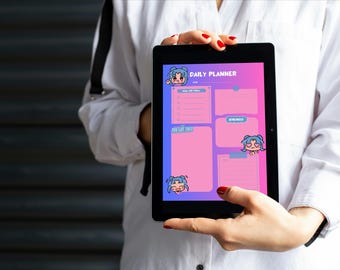 Kawaii Tagesplaner Printable | Tor-Tracker PDF (Digitaler Download)