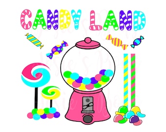 Candy Land T Shirt TSHIRT Tee Shirt Design Cut Cutting File - SVG Jpg and Png and Silhouette Studio , Cricut,  Vinyl, HTV