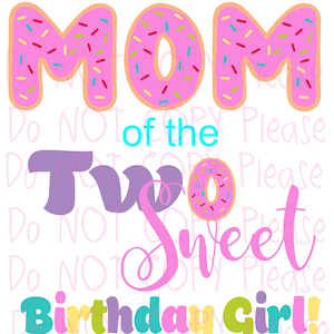 Família Mãe de Donut Two 2 Sweet - Arquivo de corte de silhueta PDF e PNG Aniversariante