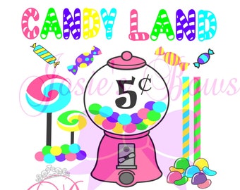 CandyLand Design Birthday Candy Land Princess #5 Five Bubblegum Cut Cutting File: Svg. PDF DXF, Cricut Silhouette, PNG Cricut Scan and Cut