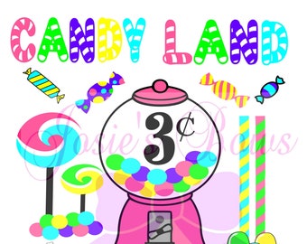 CandyLand Design Birthday Candy Land Princess #3 Three Bubblegum Cut Cutting File: Svg. PDF DXF, Cricut Silhouette, PNG Cricut Scan and Cut