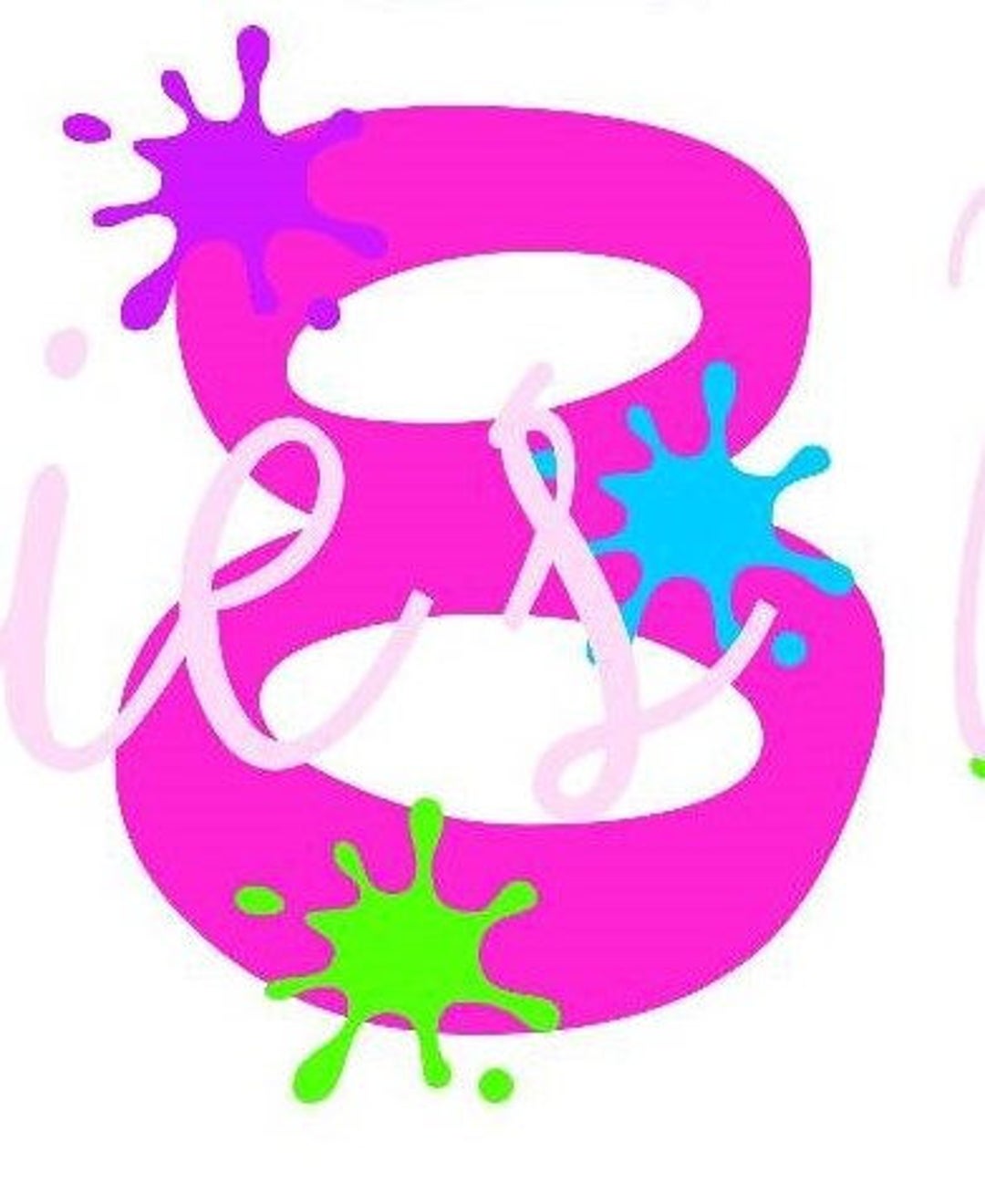 Number 8 Paint Themed Birthday Paint Splats Drops Palette Cut Cutting ...