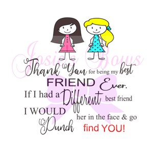 Best Friends If I had a different One I would Punch her in the Face Stick People Cut Cutting File: Svg,PDF,DXF, Silhouette, PNG Cricut