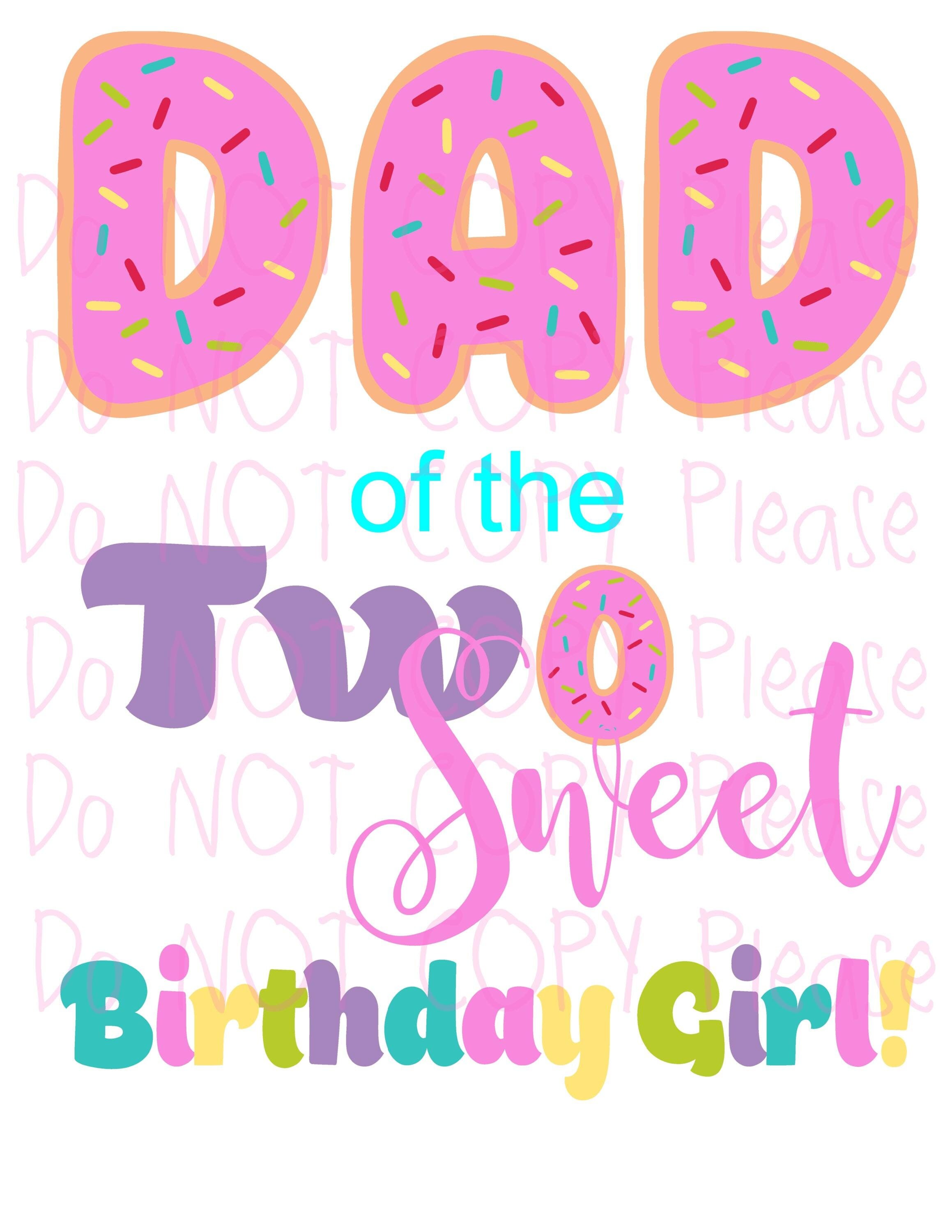 Dad Family of Donut Two 2 Sweet -   Silhouette Cut File PDF and PNG Birthday Girl