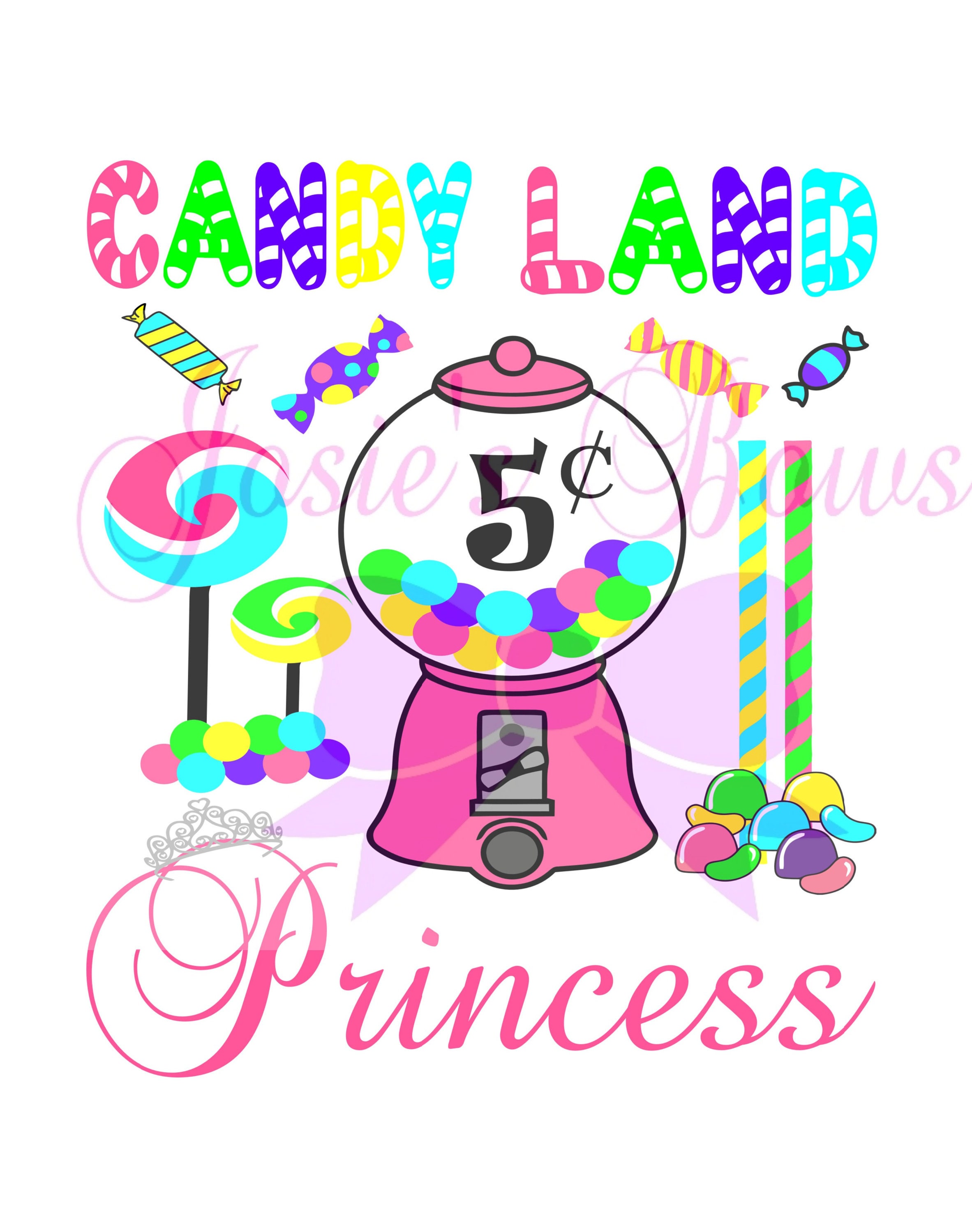 Candyland Design Birthday Candy Land Princess 5 Five Etsy