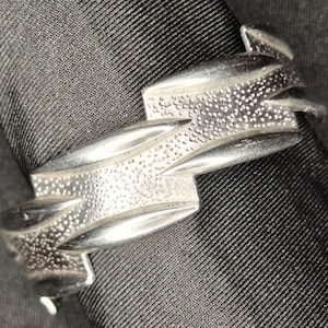 Vintage Textured Zigzag Stainless Steel Cuff Bracelet