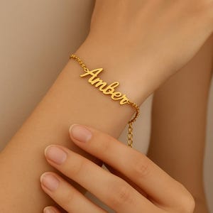 Pulseras personalizadas con nombre y letra de acero inoxidable para mujer, regalo de joyería