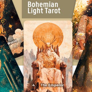 Jeu de tarots bohèmes légers 78 cartes imprimable numérique PDF et PNG Tarot bohème intuitif pour la découverte de soi, travail au noir et journalisation