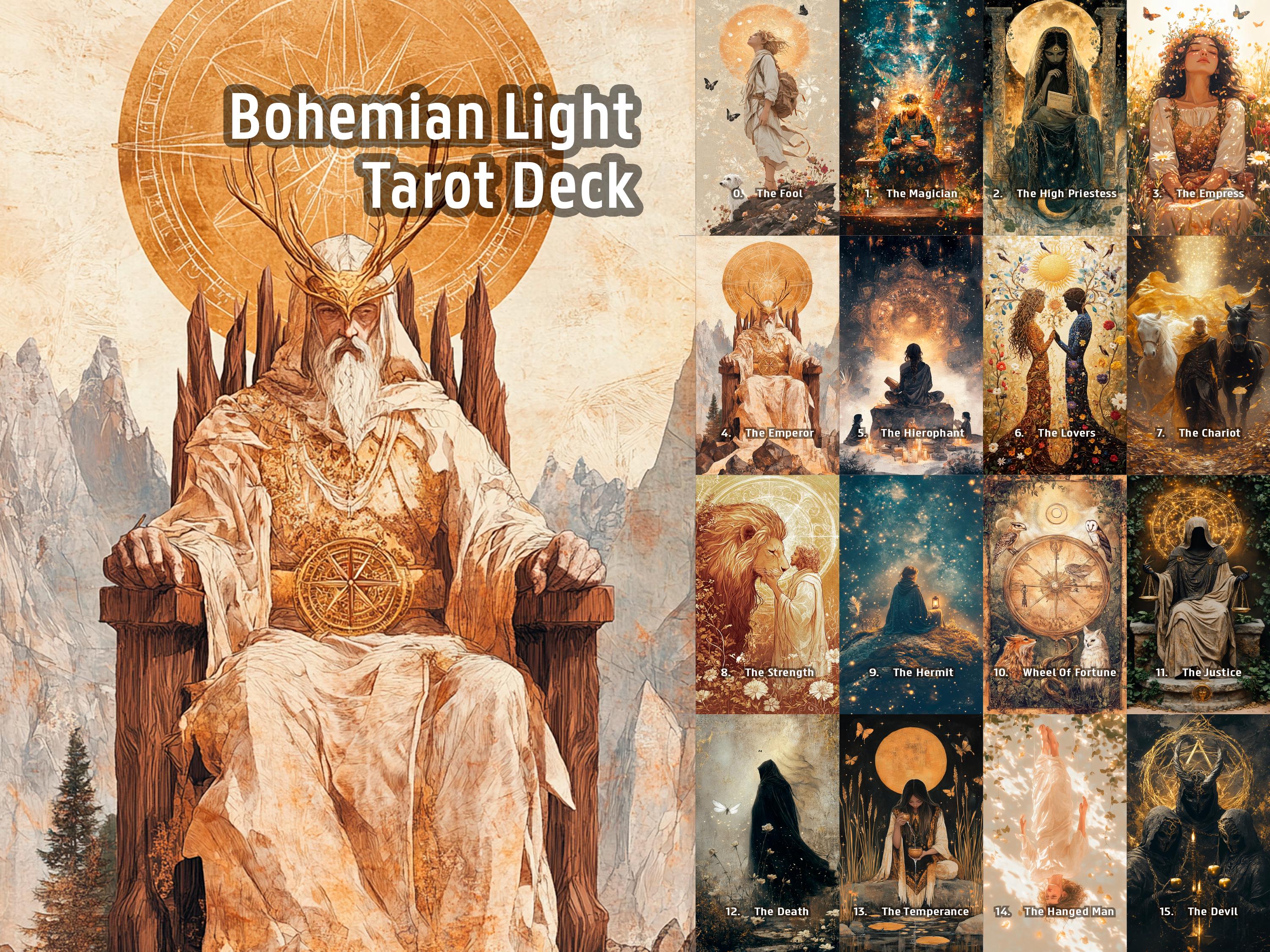 Bohemian Light Tarot Deck: 78 Soulful Cards for Intuitive Readings (Digital PDF & PNG