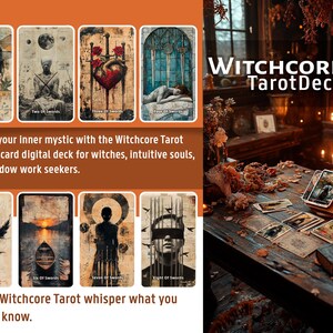Mazzo di Tarocchi Witchcore - Download Digitale di 78 Carte - Tarocchi Estetici Stampabili per Streghe, Lavoro sull'Ombra e Letture dell'Intuizione