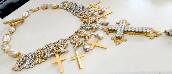 Statement Cross Crucifix Necklace ~ Runway ~ Red … - image 4