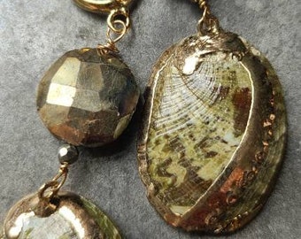 Earthy shell and Labradorite Summer Earring Collection ~ limited edition ~