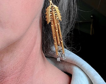 Fabulous Vintage Fringe and Crystal Earring with Miriam Haskell Findings ~ Dramatic ~ Stunning ~ Modern meets Vintage Earring