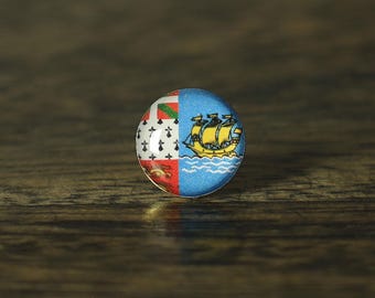 Saint Pierre and Miquelon Flag Map Pin | Flag push pin | Saint Pierre & Miquelon map pin for wood map