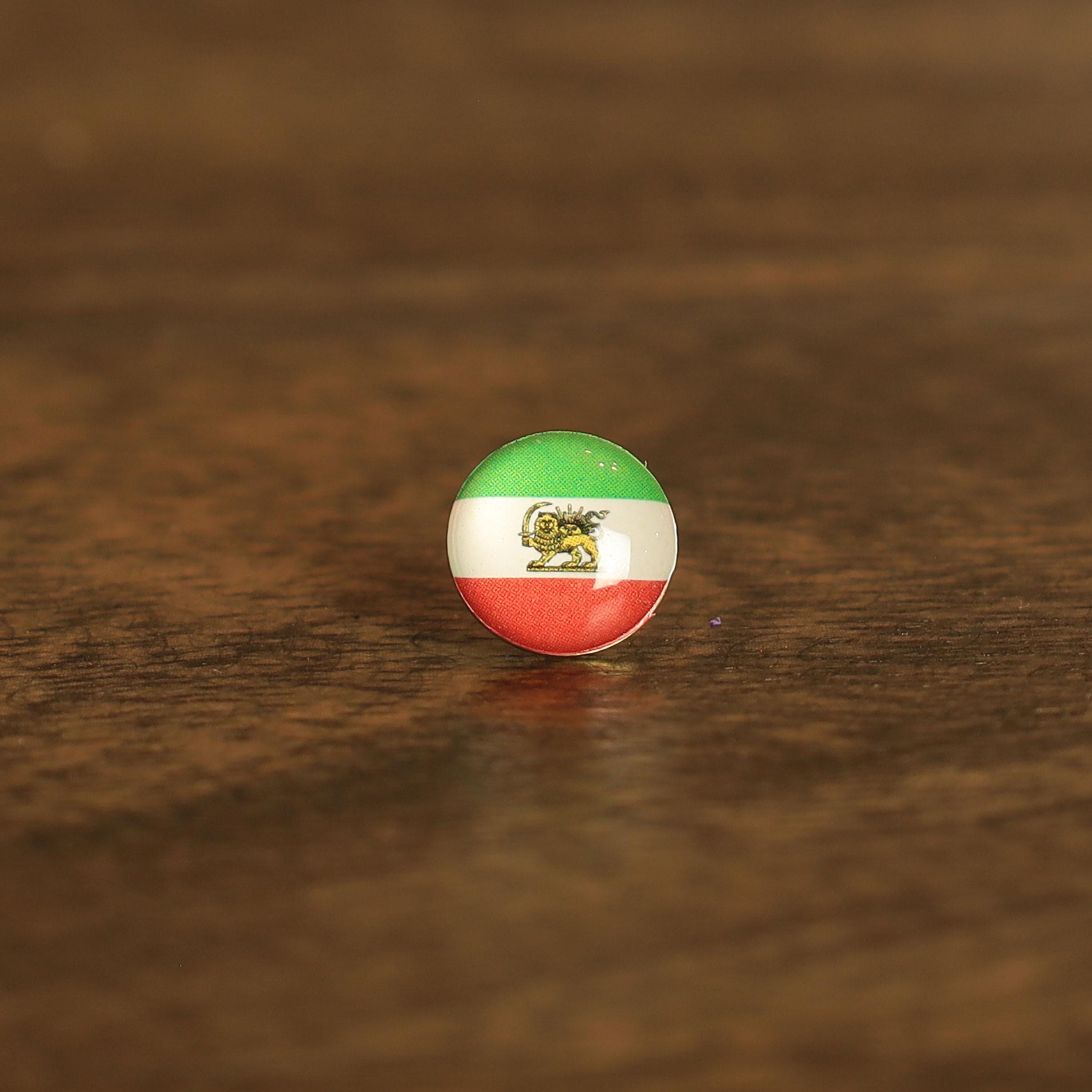 Old Lion and Sun Iran Flag Map Pin | Old historical Iran Flag push pin | Iran map pin for wood map