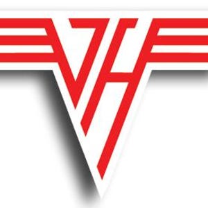 May include: A white and red logo featuring the letters "VH" in a stylized font. The "V" and "H" are connected, with red wings extending from the top. The logo has a drop shadow.