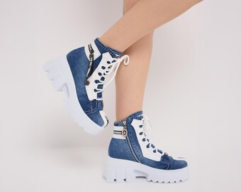 Handcrafted Distressed Denim Shoes Distressed Denim main image 3