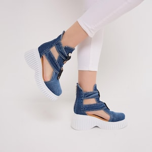 Handmade Denim Sandals for Women - Breathable, Minimalist Style & Recycled Eco-Friendly Gift
