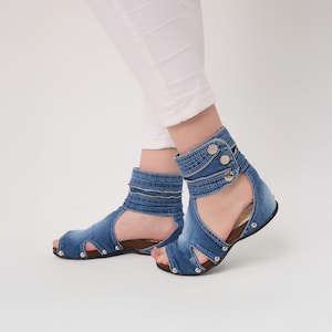 Handmade Denim Sandals – Eco-Friendly Lightweight Summer Shoes for Women Casual Sustainable Fashion Footwear