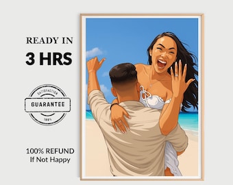 Couple Portrait, Gift For Couple, Faceless Portrait, Engagement Drawing, Boyfriend Portrait, Family Portrait, Custom Gift, Digital Portrait