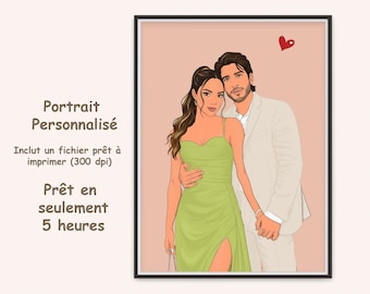 Portrait sans visage, illustration personnalisée, photo personnalisée, portrait sur mesure, cadeau couple, cadeau pour lui, cadeau pour elle