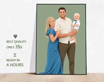 Faceless Portrait, custom portrait, family portrait, personalised photo, illustration, personalised portrait, gift for her, anniversary gift