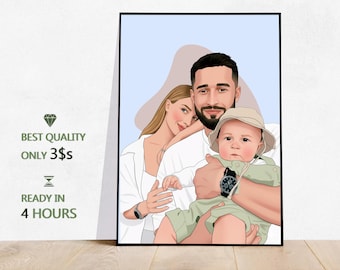 Faceless Portrait, custom portrait, personalised gift, photo illustration, personalised portrait, gift for her, gift for him family portrait