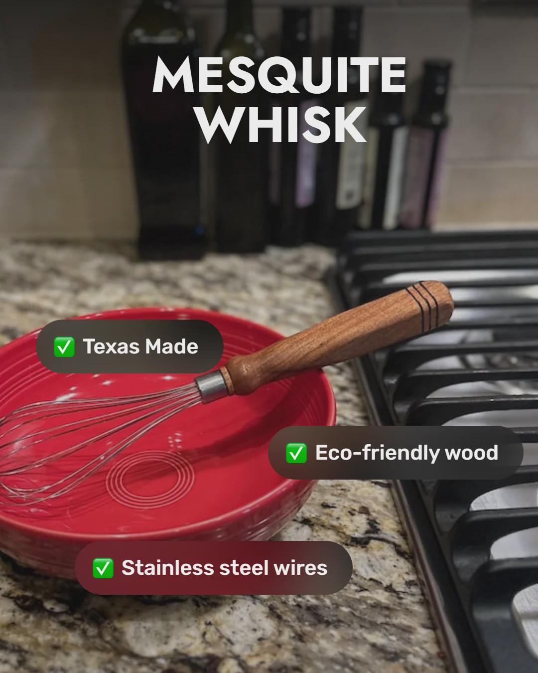 Handcrafted Mesquite Wood Handled Whisk - Stainless Steel Wire Egg ...