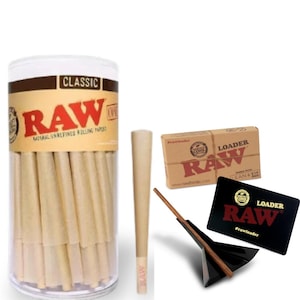 RAW 1 1/4 Pre Rolled Cones + RAW Cone Loader Tool Set | Cone Filler Kit