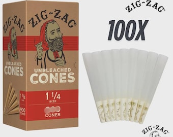 Zig-Zag Unbleached Pre-Rolled Cones 1 1/4 Size -  Natural Paper Cones