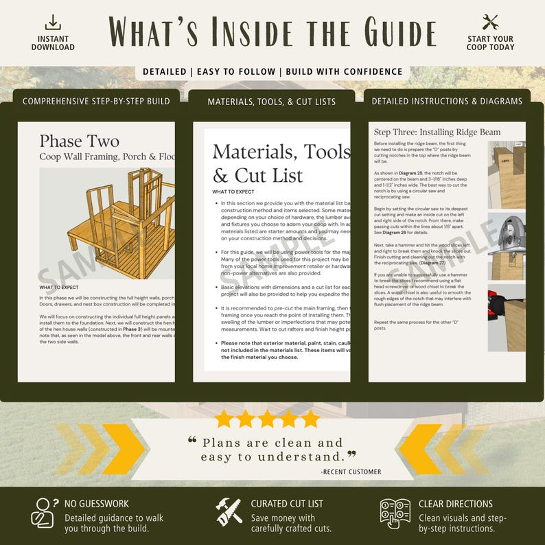 Chicken Coop Building Plans 15-25 Chickens | Large Modern Backyard Coop Storage Walk In Run Enclosure | DIY Manual Guide Blueprint Digital image 11