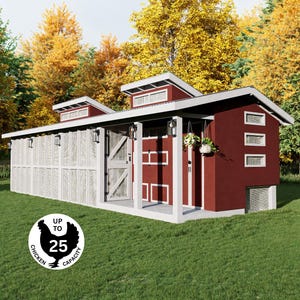 Large Chicken Coop & Run Enclosure Building Plans 15-25 Chickens | Modern Backyard Chicken Coop Storage | Digital DIY Manual Guide Blueprint