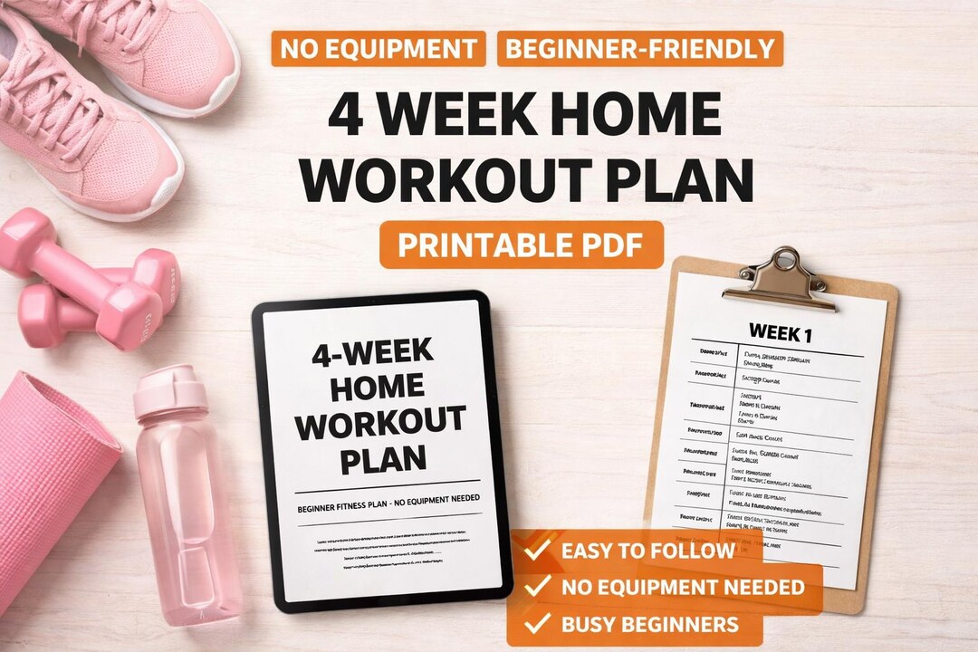 4 Week Home Workout Plan – No Equipment PDF - Etsy