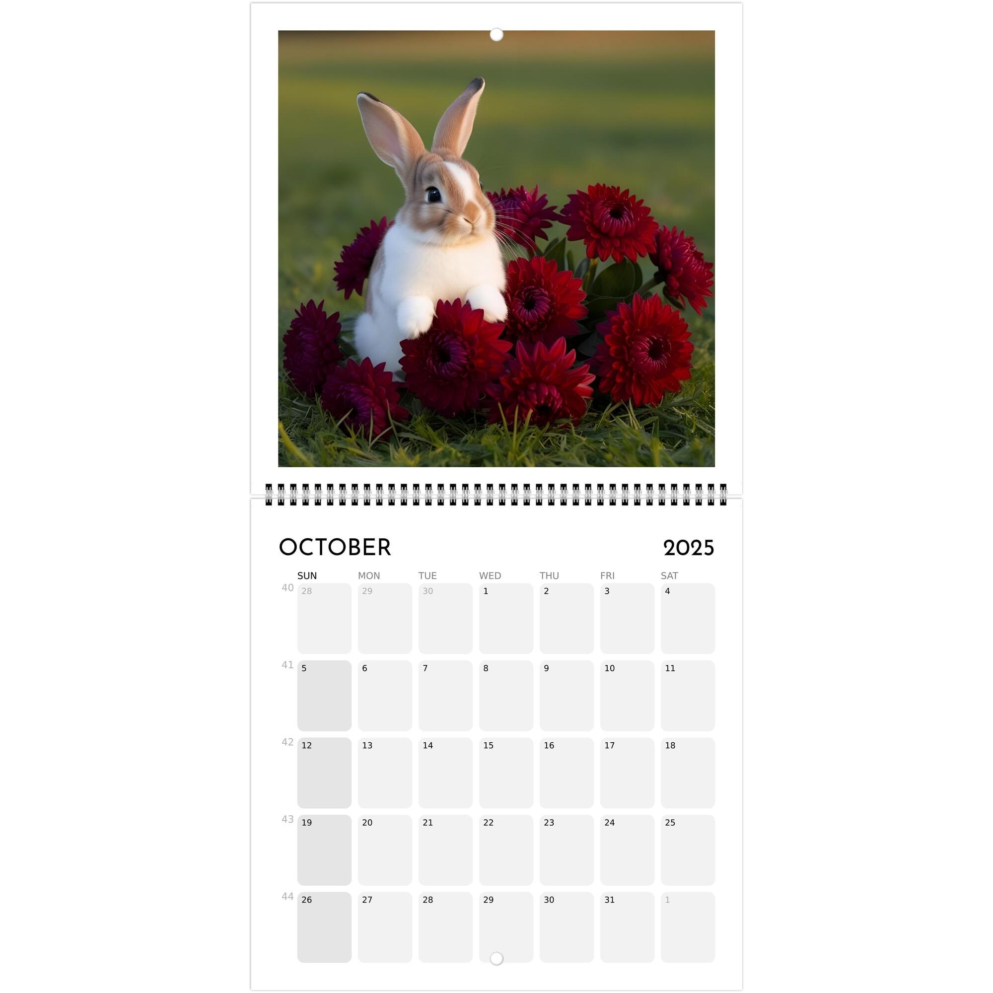 2025 Bunny & Floral Wall Calendar – Cute Rabbit Art, Nature-inspired ...