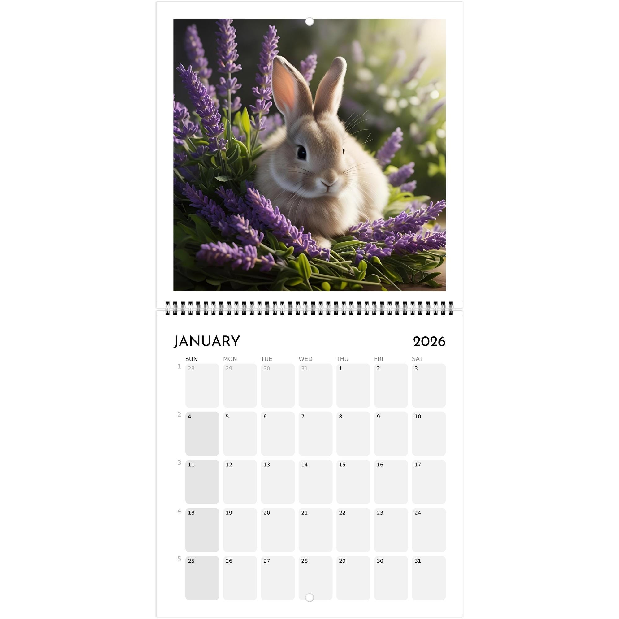 2025 Bunny & Floral Wall Calendar – Cute Rabbit Art, Nature-inspired ...