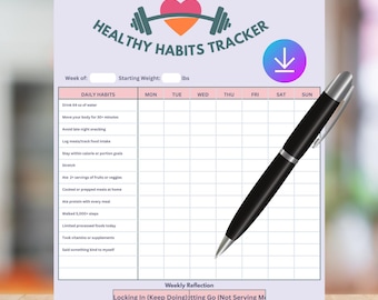 Healthy Habits Tracker Printable | Daily & Weekly Wellness Planner | Self Care Checklist PDF | Digital Download