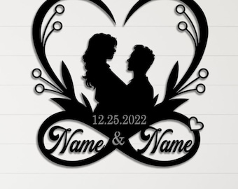 Personalized Infinity Heart Metal Sign | Custom Couple Name Wall Art | Wedding or Anniversary Gift | Romantic Metal Decor
