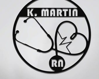 Custom Nurse Metal Sign with Name and Title, Personalized RN Gift for Nurse Graduation, Doctor Office Decor, Medical Staff Appreciation Sign