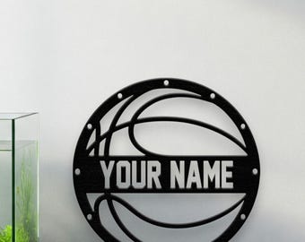 Personalized Basketball Metal Wall Art, Sports Decor, Custom Basketball Name Sign, Sports Name Sign, Metal Decor, Gif For Him, Gift For Her
