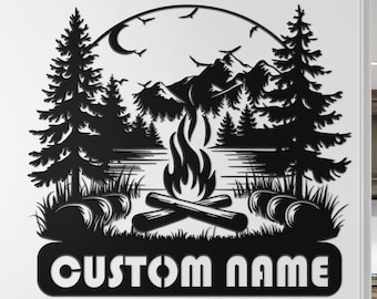 Letrero metálico personalizado para fogata, decoración de camping personalizada para autocaravana o cabaña, arte mural para fogatas al aire libre, letrero de campamento familiar, regalo para campistas